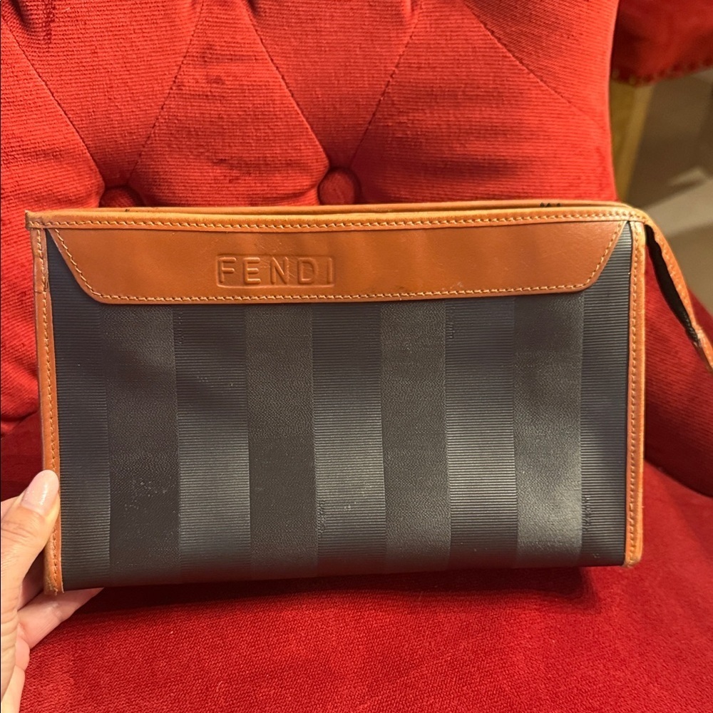 Fendi Black and Tan Toiletry Bag 6.5*10”